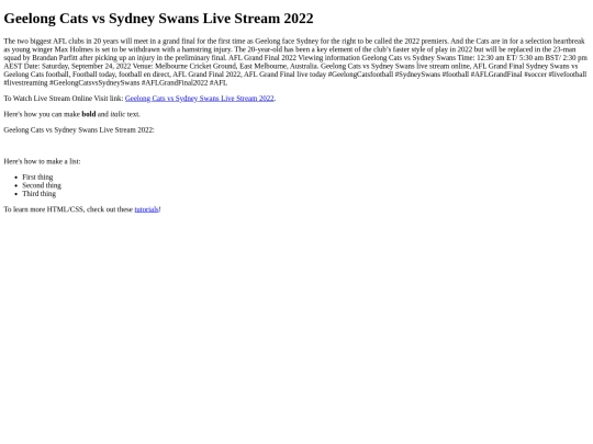 GeelongCatsvsSydneySwans screenshot