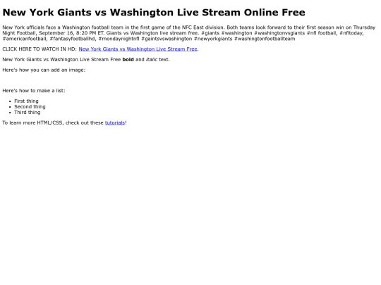 NewYorkGiantsvsWashington screenshot