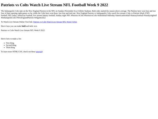 PatriotsvsColtsWatchLiveStreamNFLWeek92022 screenshot