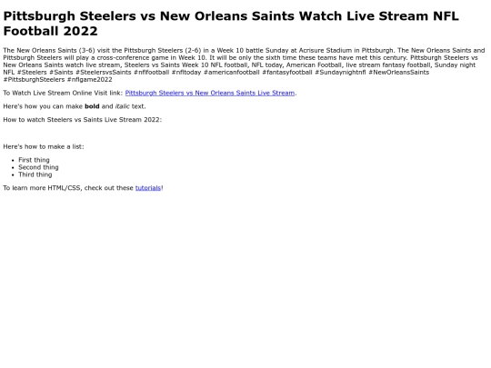 PittsburghSteelersvsNewOrleansSaintsLiveStream2022 screenshot