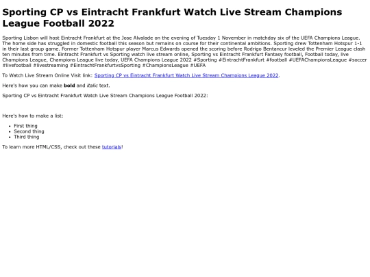 SportingCPvsEintrachtFrankfurtWatchLiveStreamChampionsLeagueFootball2022 screenshot