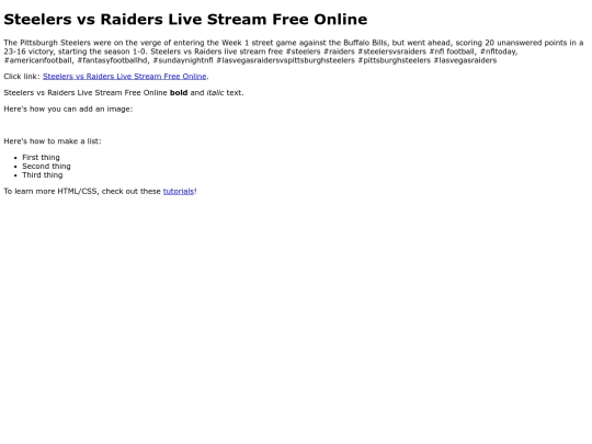 SteelersvsRaiders screenshot