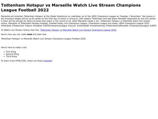 TottenhamHotspurvsMarseilleWatchLiveStreamChampionsLeagueFootball2022 screenshot