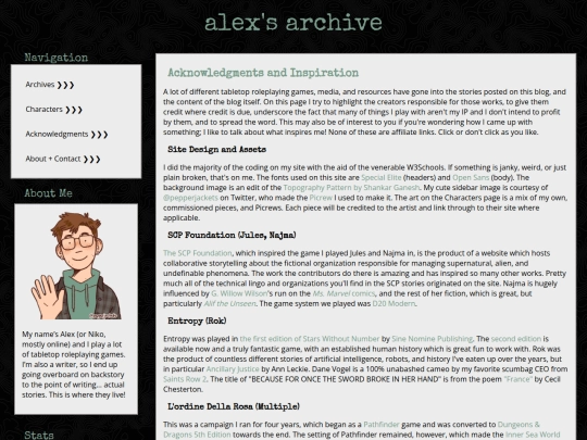pages/acknowledgements screenshot
