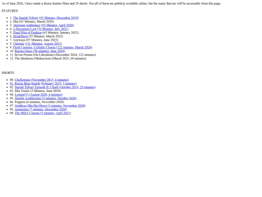 Filmography screenshot
