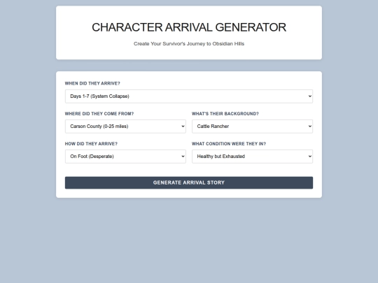 obsidian-hills/arrival-generator screenshot