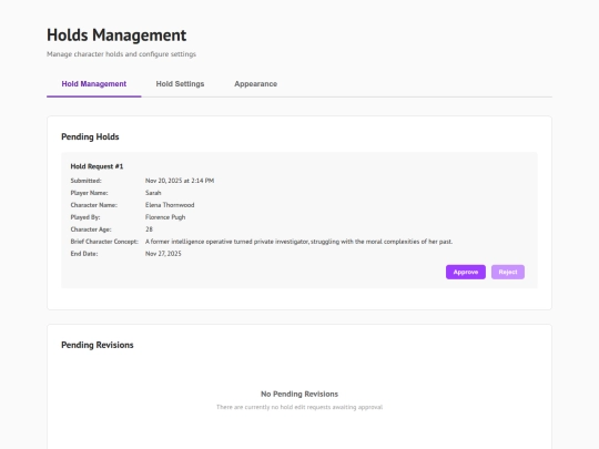 scenely/holds/holds-management screenshot