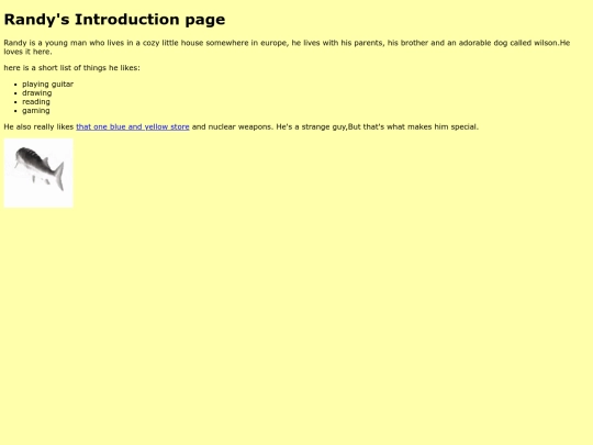 Randy his introduction page screenshot