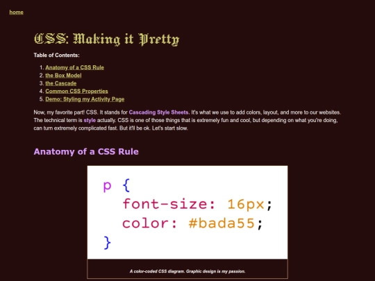 pages/css/basics screenshot