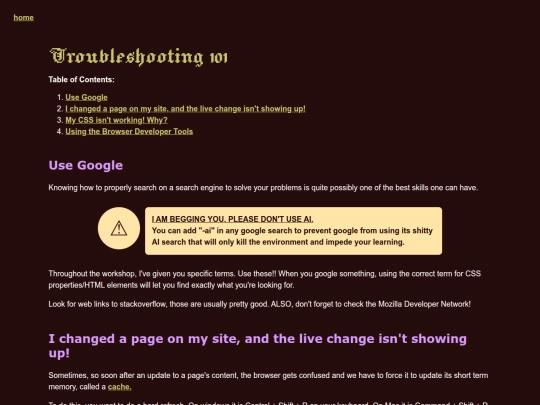 pages/troubleshooting screenshot