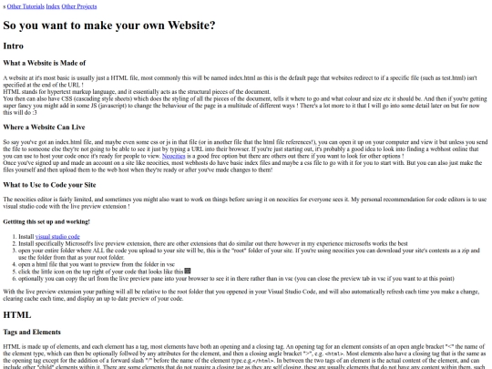 projects/tutorials/website screenshot