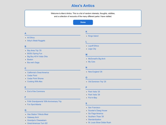 AnticsPages/AnticsHome screenshot