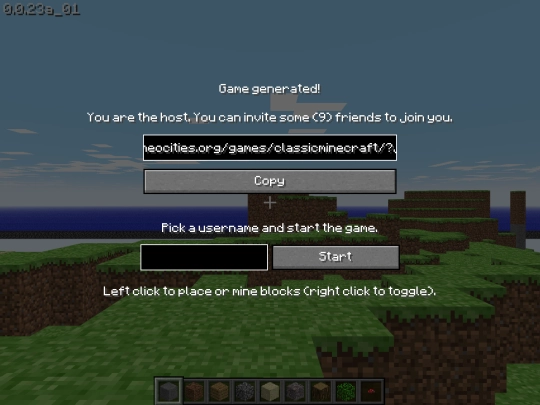 games/classicminecraft screenshot
