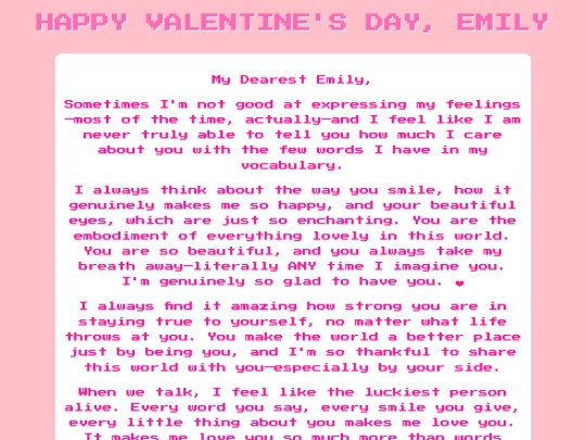 lovelettervalentines screenshot