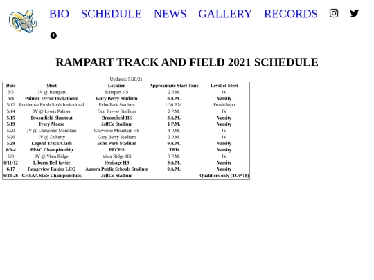 rampart-track-and-field-schedule screenshot