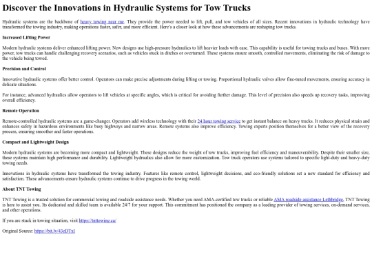 DiscovertheInnovationsinHydraulicSystemsforTowTrucks screenshot