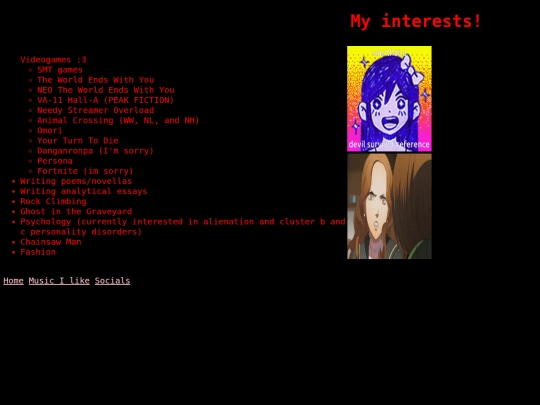 interests screenshot