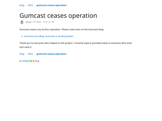 blog/2025/gumcast-ceases-operation screenshot