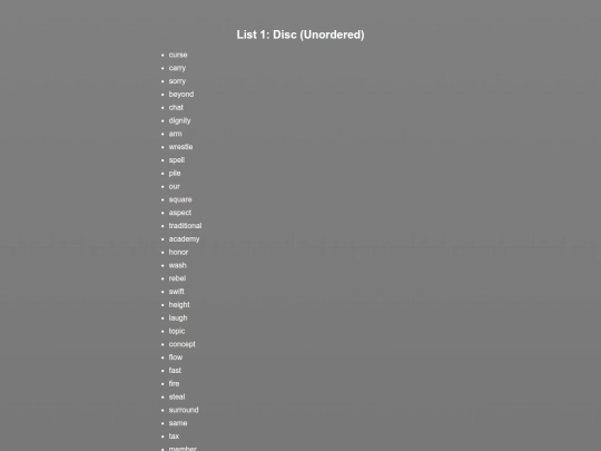 List screenshot