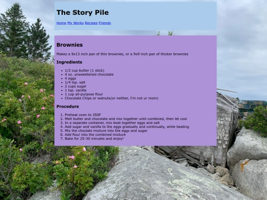 recipes/brownies screenshot