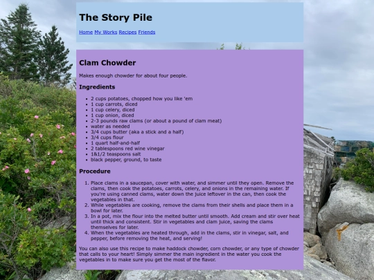 recipes/chowder screenshot