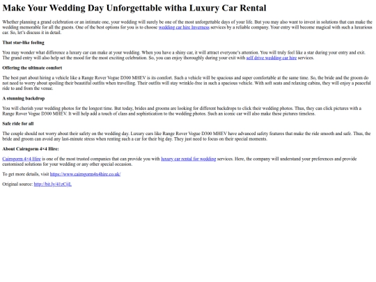 MakeYourWeddingDayUnforgettablewithaLuxuryCarRental screenshot