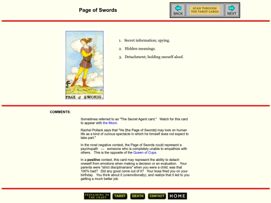 tarotcard/swords-page screenshot