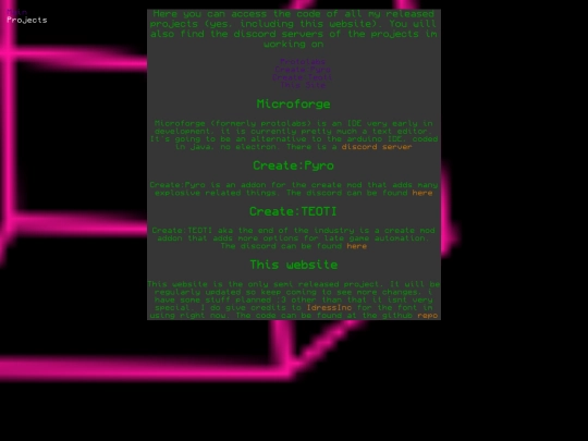 Projects screenshot
