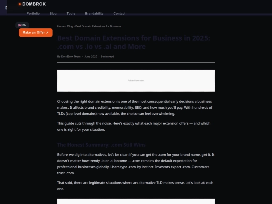 blog/best-domain-extensions-for-business screenshot
