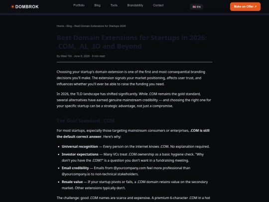 blog/best-domain-extensions-startups-2026 screenshot
