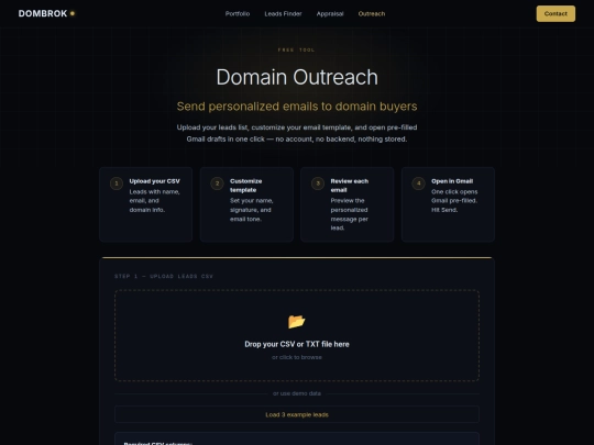 outreach-tool screenshot