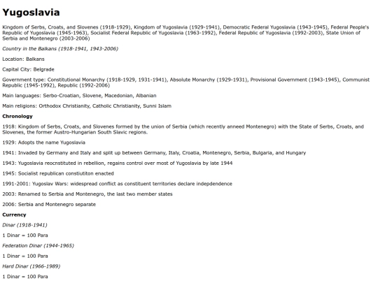 yugoslavia screenshot