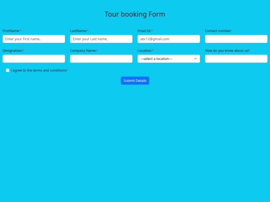 first web page/bootstrap form screenshot