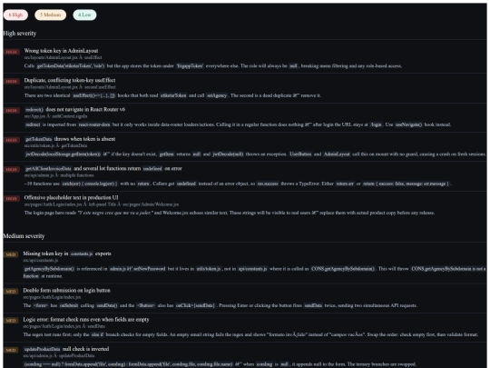 react_code_audit screenshot