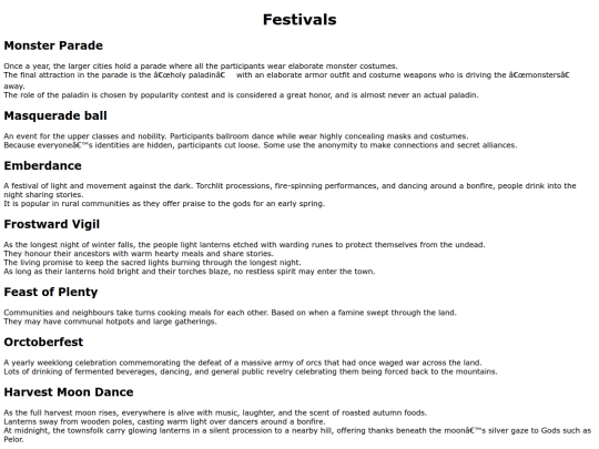 Festivals screenshot