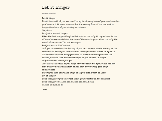 poems/linger screenshot