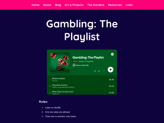 subpage/proj/playlist-gambling screenshot