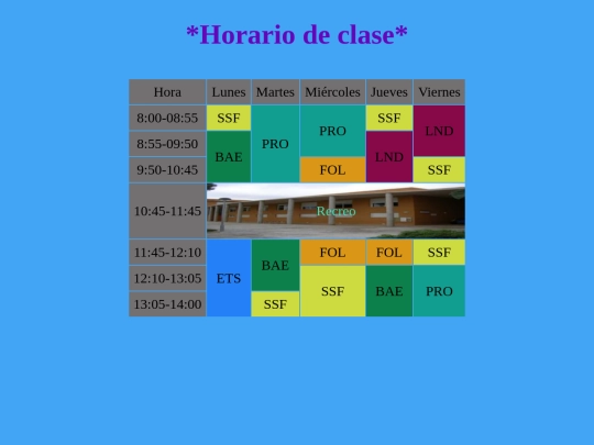 Horario de clase (CSS)/Horario screenshot