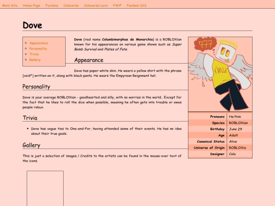 ocs/colaverse/dove screenshot