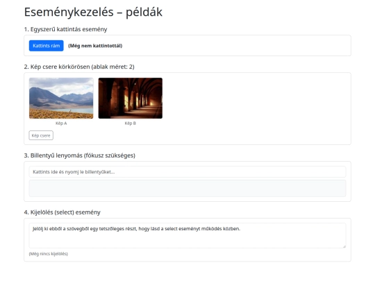 esemenykezeles screenshot