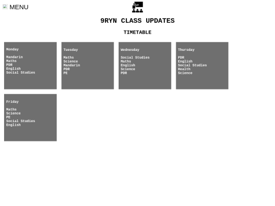 Class/timetable screenshot