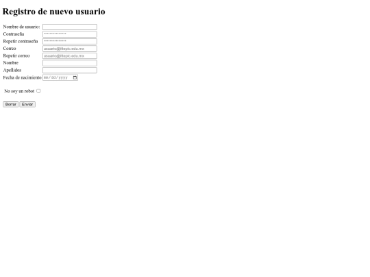 pages/registro screenshot