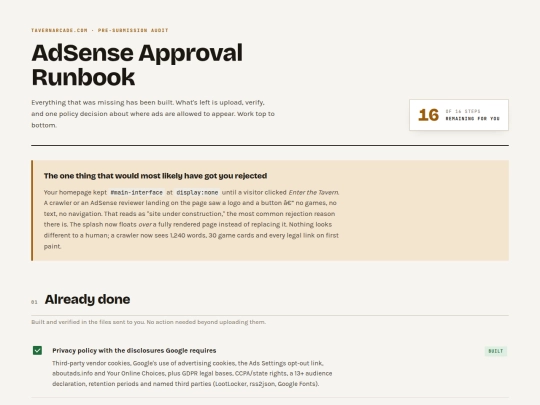 checklist screenshot