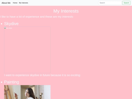 interests screenshot