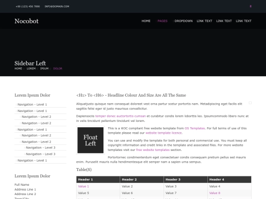 pages/sidebar-left screenshot