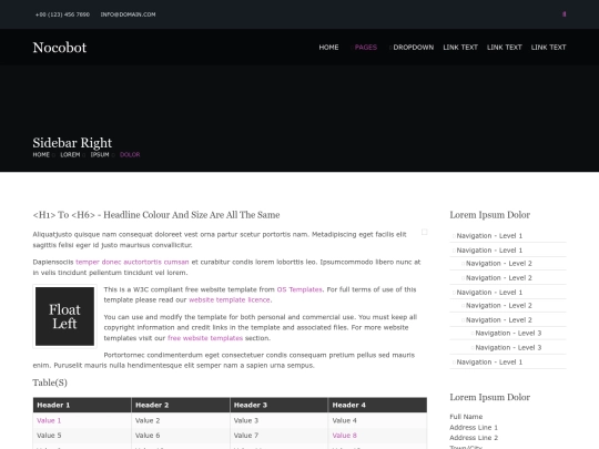 pages/sidebar-right screenshot