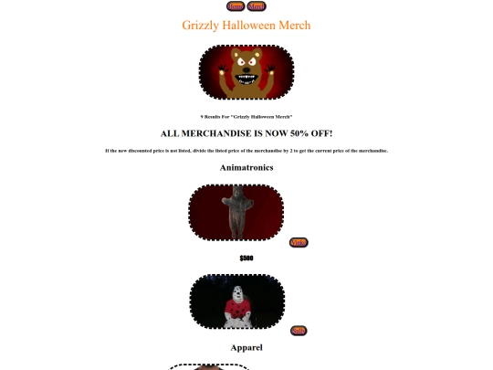 Grizzly_Halloween_Merch screenshot