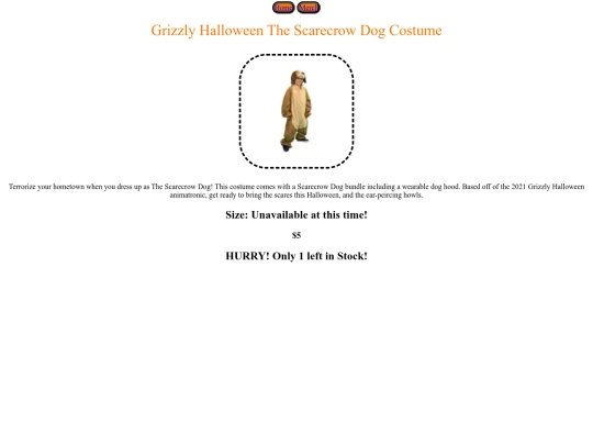 Grizzly_Halloween_The_Scarecrow_Dog_Costume screenshot