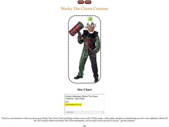Wacky_The_Clown_Costume screenshot