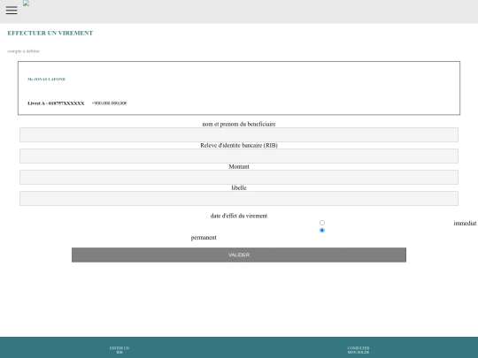 Ma banque /Virement screenshot